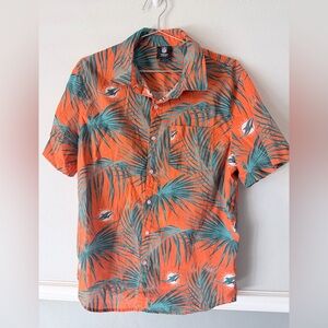 NFL Team Apparel MIAMI Dolphins 100% Cotton HAWAIIAN SHIRT Large